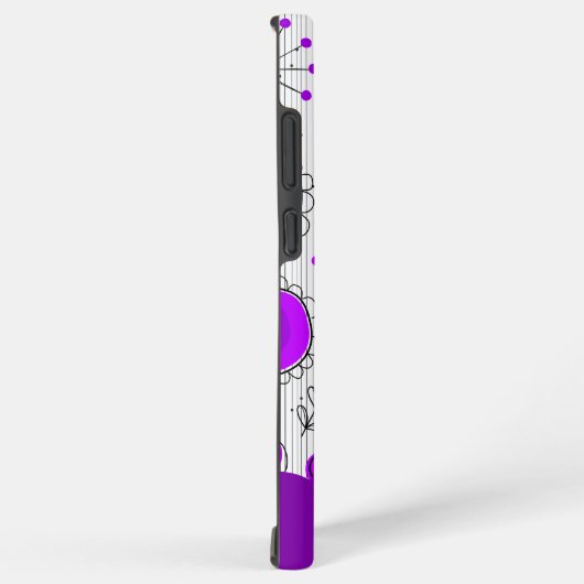 Whimsical paarse witte harten bloemen bloemige naa samsung galaxy hoesje (Rechterkant)