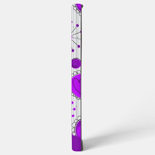 Whimsical paarse witte harten bloemen bloemige naa samsung galaxy hoesje (Linkerkant)