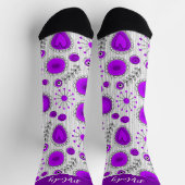 Whimsical paarse witte harten bloemen bloemige naa sokken (Top)