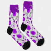 Whimsical paarse witte harten bloemen bloemige naa sokken (Rechts)