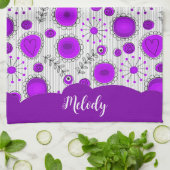 Whimsical paarse witte harten bloemen bloemige naa theedoek (Gevouwen)