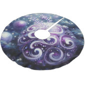 Whimsical Paarse witte Ornament wervelingen Seizoe Kerstboom Rok (Gekanteld)