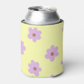 Whimsical Paarse & Yellow Flower Retro vrolijk Blikjeskoeler (Blikje Voorkant)