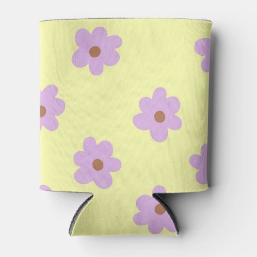 Whimsical Paarse & Yellow Flower Retro vrolijk Blikjeskoeler (Voorkant)