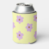 Whimsical Paarse & Yellow Flower Retro vrolijk Blikjeskoeler (Blikje Achterkant)