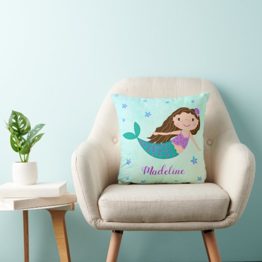 Whimsical Paarse Zeemeermin Zeester Glitter Kussen (Stoel)