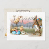 Whimsical  PaasBunny, Chicken and Eggs Briefkaart (Voorkant / Achterkant)