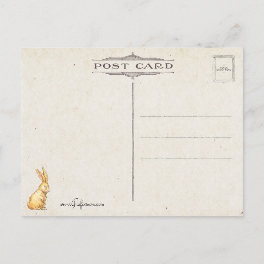 Whimsical  PaasBunny, Chicken and Eggs Briefkaart (Achterkant)