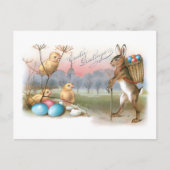 Whimsical  PaasBunny, Chicken and Eggs Briefkaart (Voorkant)