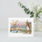 Whimsical  PaasBunny, Chicken and Eggs Briefkaart (Staand voorkant)