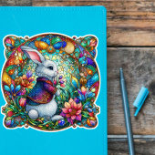 Whimsical Paaskonijn Glas in lood Sticker