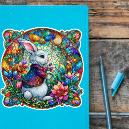 Whimsical Paaskonijn Glas in lood Sticker