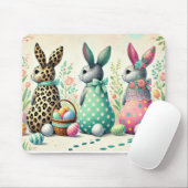 Whimsical Paastrio Patroon Bunnies Muismat (Met muis)