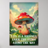 Whimsical paddenstoel met droomachtig landschap poster (Voorkant)