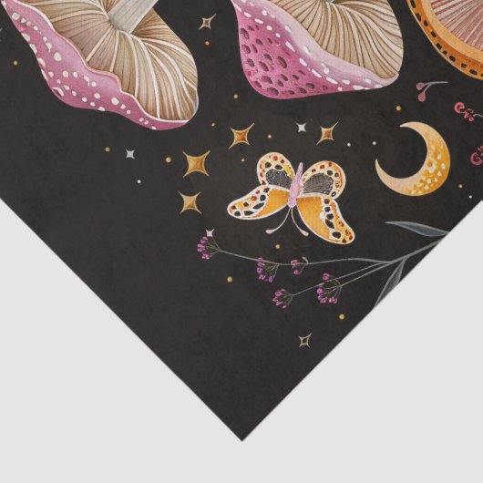 Whimsical Paddenstoelen Moten en Maan Decoupage Tissuepapier (Detail)