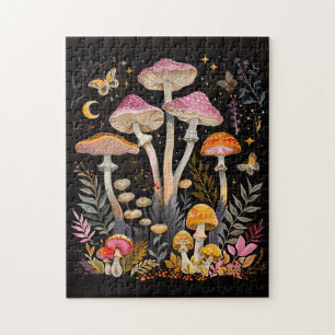 Whimsical Paddenstoelen Moten en Maan Legpuzzel