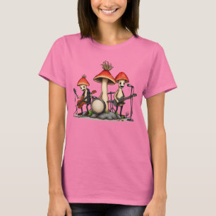 Whimsical Paddenstoelen Rockband Cottagecore Muzie T-shirt