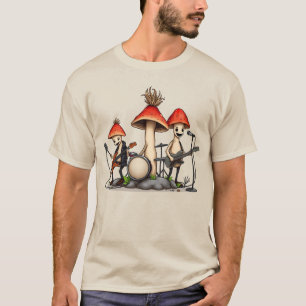 Whimsical Paddenstoelen Rockband Cottagecore Muzie T-shirt