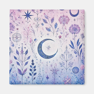 Whimsical Pagan Magnet - Celestial Pastel Design