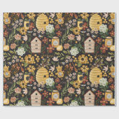 Whimsical Painted Bee Hives Honey Cadeaupapier (Vlak)