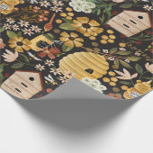 Whimsical Painted Bee Hives Honey Cadeaupapier (Hoek)