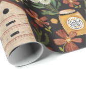 Whimsical Painted Bee Hives Honey Cadeaupapier (Rol Hoek)