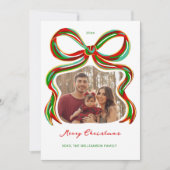 Whimsical Painted Bow Christmas Photo Card Kaart (Voorkant)