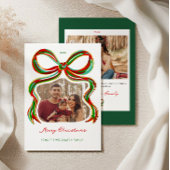 Whimsical Painted Bow Christmas Photo Card Kaart