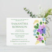 Whimsical Painted Floral Bridal Shower Invitation Kaart (Staand voorkant)