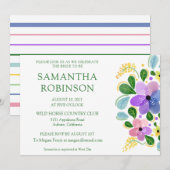 Whimsical Painted Floral Bridal Shower Invitation Kaart (Voorkant / Achterkant)