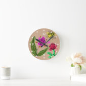 Whimsical Painted Flowers and Bee Clock Ronde Klok (Huis)