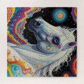Whimsical Painted Horse: een Abstracte ruimte Legpuzzel (Horizontaal)