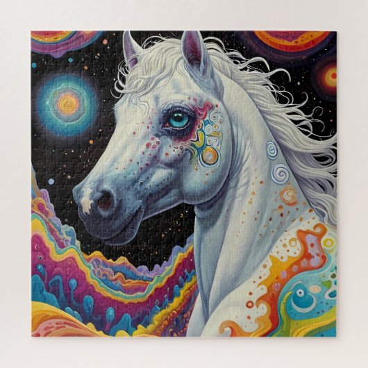 Whimsical Painted Horse: een Abstracte ruimte Legpuzzel (Verticaal)