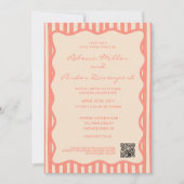 Whimsical Painted Pinstripes Wedding QR Code Kaart (Voorkant)