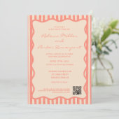 Whimsical Painted Pinstripes Wedding QR Code Kaart (Staand voorkant)