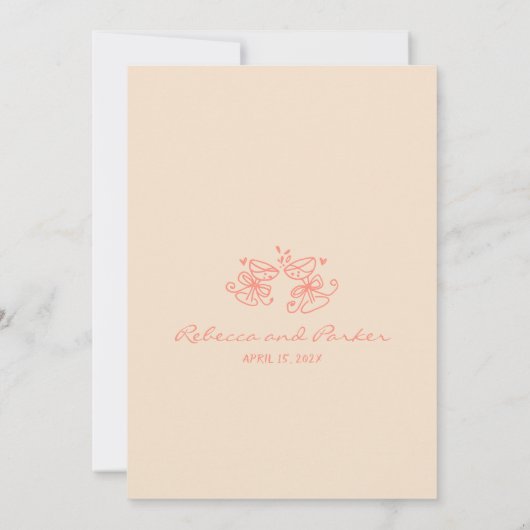 Whimsical Painted Pinstripes Wedding QR Code Kaart (Achterkant)