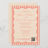 Whimsical Painted Pinstripes Wedding QR Code Kaart (Voorkant / Achterkant)
