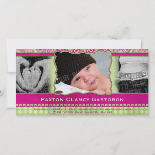 Whimsical Paisley Urban & Hip Baby aangekondigd Aankondiging (Voorkant)