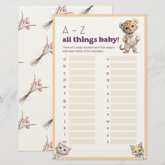 Whimsical Pajama Animals: All Things Baby Game  Briefpapier (Voorkant / Achterkant)