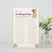 Whimsical Pajama Animals: All Things Baby Game  Briefpapier (Staand voorkant)