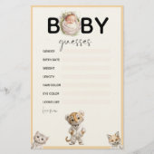 Whimsical Pajama Animals: Baby Guesses Game Briefpapier (Voorkant)