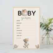 Whimsical Pajama Animals: Baby Guesses Game Briefpapier (Staand voorkant)