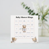 Whimsical Pajama Animals: Baby Shower Bingo Kaart (Staand voorkant)