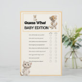 Whimsical Pajama Animals: Guess Who Baby Game  Briefpapier (Staand voorkant)
