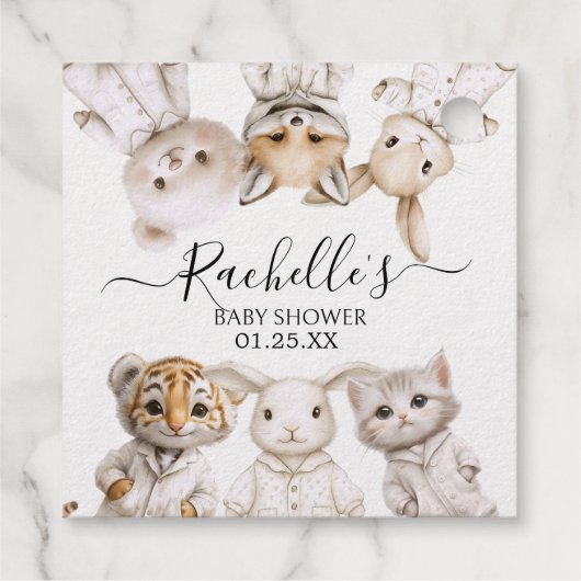 Whimsical Pajama Animals: Soft Pastel Party Accent Bedankjes Labels (Achterkant)