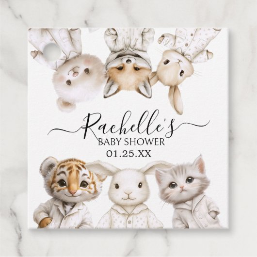 Whimsical Pajama Animals: Soft Pastel Party Accent Bedankjes Labels (Voorkant)