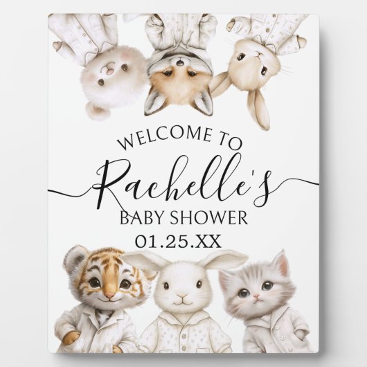 Whimsical Pajama Animals: Soft Pastel Party Accent Fotoplaat (Voorkant)