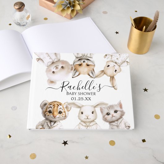 Whimsical Pajama Animals: Soft Pastel Party Accent Gastenboek (Voorkant open)