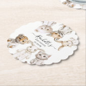 Whimsical Pajama Animals: Soft Pastel Party Accent Kartonnen Onderzetters (Gekanteld)