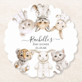 Whimsical Pajama Animals: Soft Pastel Party Accent Kartonnen Onderzetters